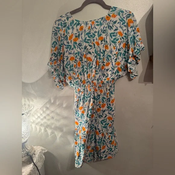 MINKPINK White and Orange Floral Midi Dress - Picture 3 of 3